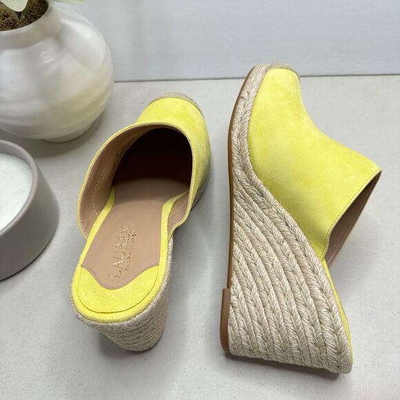 Lauren Ralph Lauren Pennie Espadrille Wedge Pumps Leather Yellow Women 8 NWOB - Picture 8 of 11